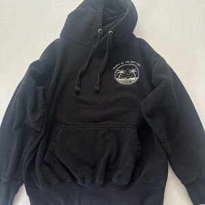Black Hoodie with Embroidered Palm Design